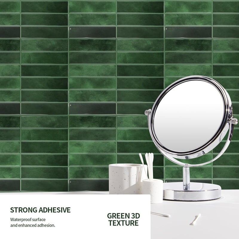 DaGou Peel and Stick Backsplash 3D Wall Tiles,Self-Adhesive,Oil Proof,Waterproof, Removable Wall Panels for Kitchen & Bathroom,Modern Design, Easy Install (10.7ft，12x9 inch,14 Pack) (Green) - Image 3